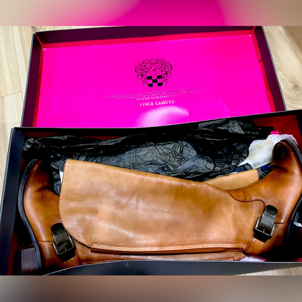 Vince Camuto tall tan leather boots size 7
